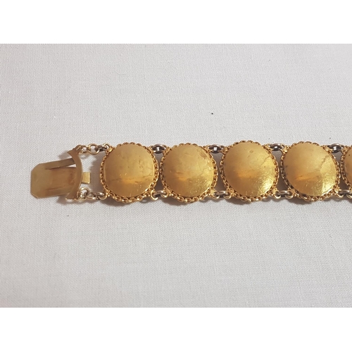 180 - High carat gold Indian braclet with hand painted panels