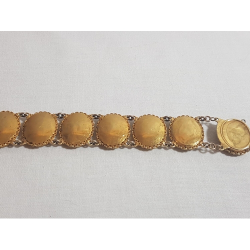 180 - High carat gold Indian braclet with hand painted panels