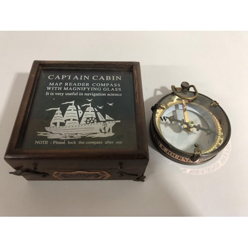 169 - Vintage style Captain cabin map reader compass