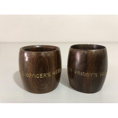 173 - Pair of wooden napkin rings S.W George officers mess Frater 22-9-59