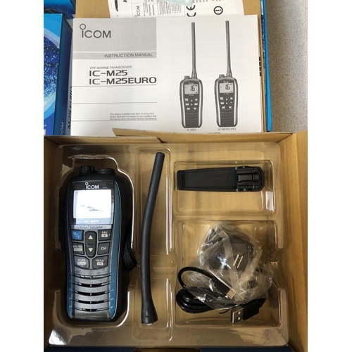 25 - 2 BOXED ICM25 ICOM TWO-WAY RADIOS WITH CHARGERS