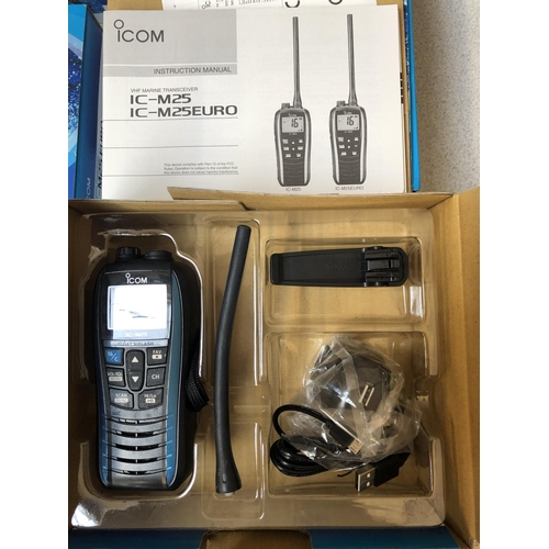 28 - 2 BOXED ICOM ICM25 TWO-WAY RADIOS WITH ONE CHARGER