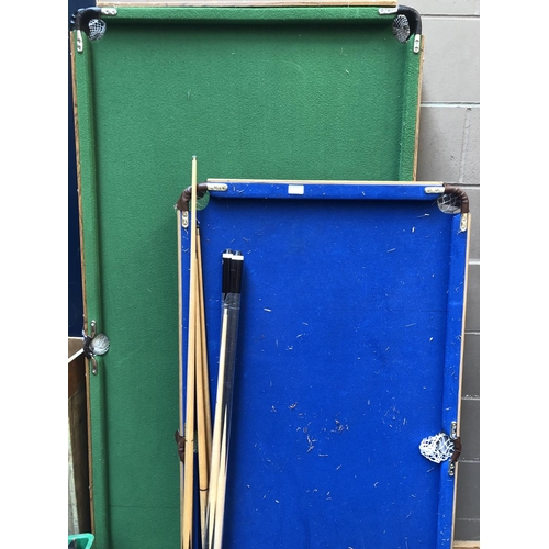 67 - 6 VARIOUS SNOOKER TABLES WITH BALLS AND CUES