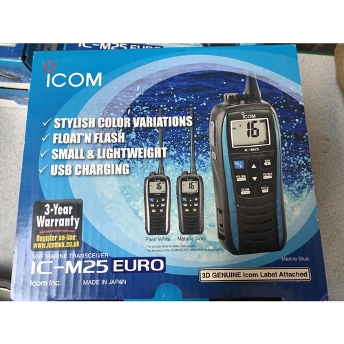 26 - 2 BOXED ICM25 ICOM TWO-WAY RADIOS WITH CHARGERS