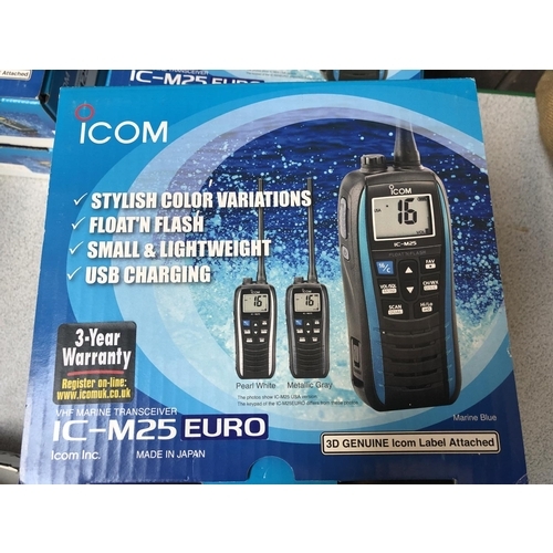 28 - 2 BOXED ICOM ICM25 TWO-WAY RADIOS WITH ONE CHARGER