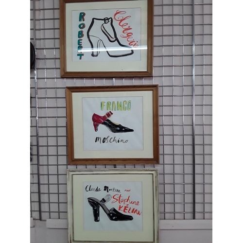142 - Set of 3 framed shoe advertising pictures