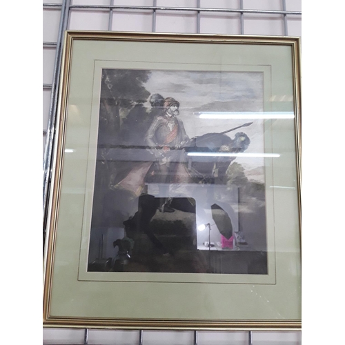 150 - Framed print of a man on horse