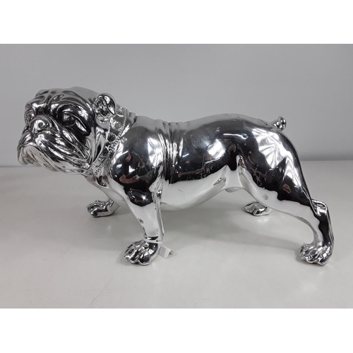 15 - Chrome colour figure of a Bulldog, 16'' long