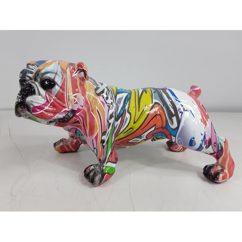 4 - Grafitti bulldog figure, approx 9'' long