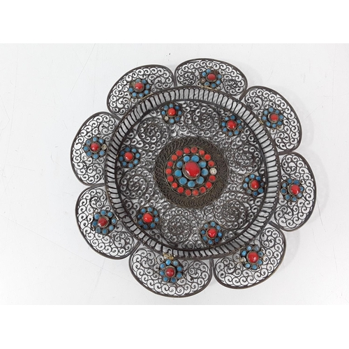 106 - Stone set filigree dish