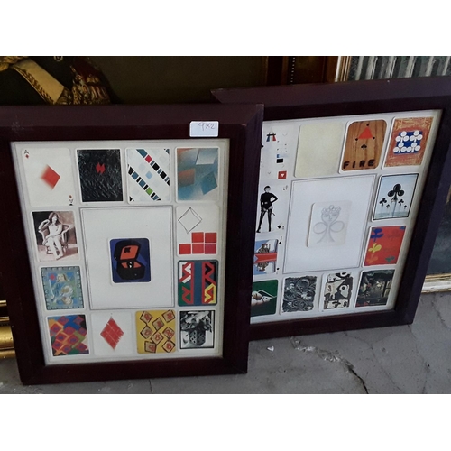 285 - 2 frames of various playing cards