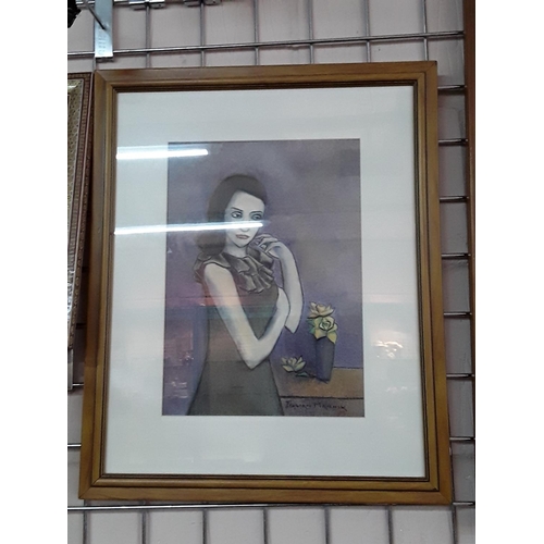 293 - Framed pastel of a lady signed Jillian Mannix