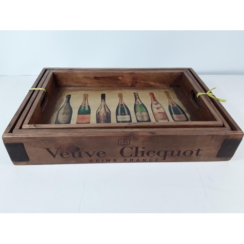 42 - Graduated set of 3 advertising trays, largest being 56cms by 38cms