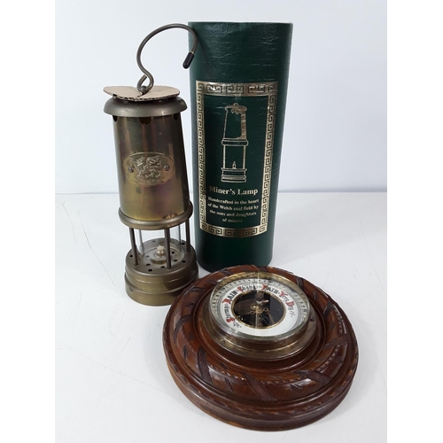 421 - Miners lamps and barometer