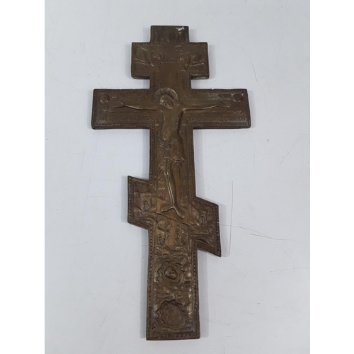 655 - Cast bronze cross approx 37cms