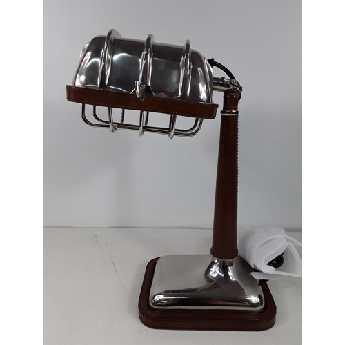 19 - Modern design chrome and leather desk lamp