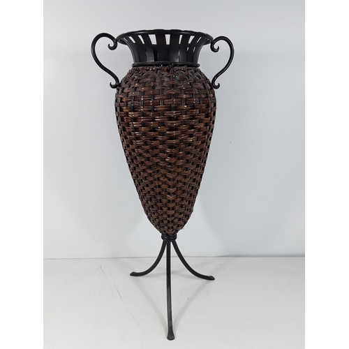 178 - Metal and wicker vase