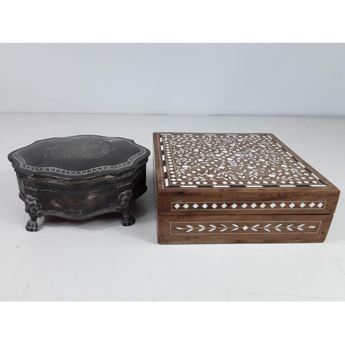 316 - Metal jewelry box with Royal crest and wooden box