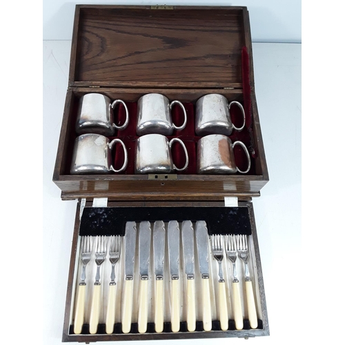 115 - Box set of 6 commemorative goblets from the Chatham Round Table and cased cutlery set