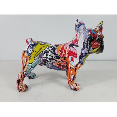 55 - Small graffiti French bull dog approx 9 inches long