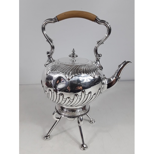 67 - Elkington plate spirit kettle on stand