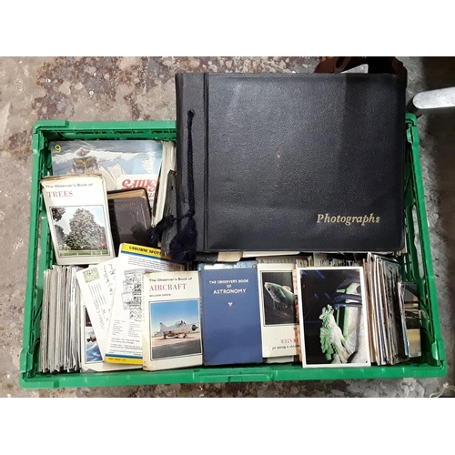 87 - Large box of postcards, observer books and collectors cards etc