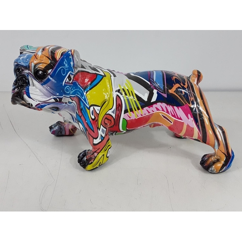 32 - Small graffiti bull dog approx 10 inches long