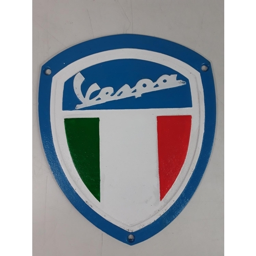 16 - Cast iron Vespa sign