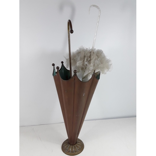 11 - Vintage copper stick stand and umbrella