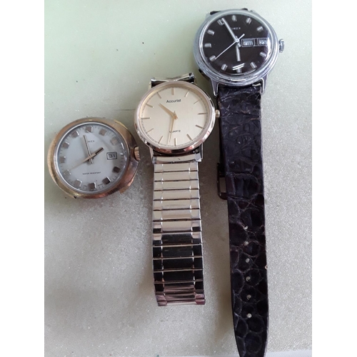 9ct Gold Accurist watch and 2 vintage timex watches
