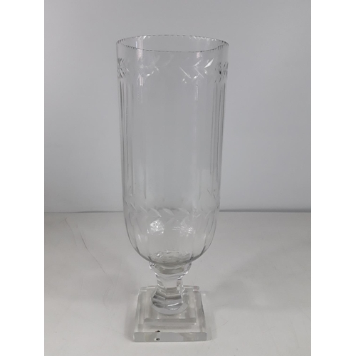 36 - Tall cut glass vase approx 14 inches