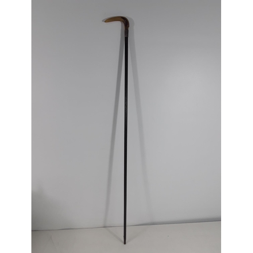 340 - Horn handled silver banded walking stick