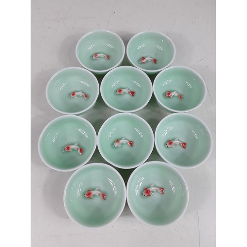 72 - Box set of 10 miniature dishes with swimming koi