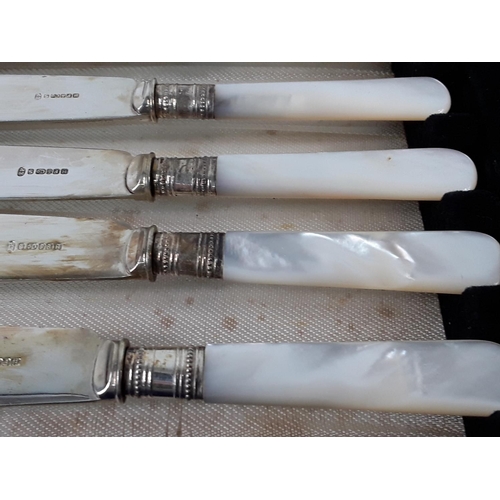 23 - 3 x cased cutlery inc Silver handled and mother of pearl handled