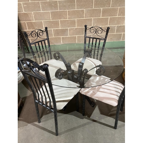 20 - METAL AND GLASS DINING TABLE WITH 4 CHAIRS