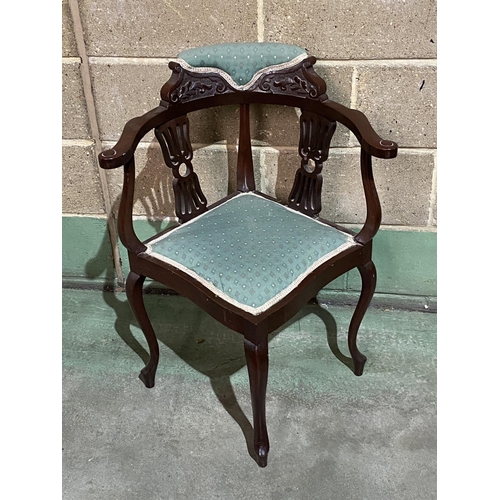 28 - ANTIQUE MAHOGANY CORNER CHAIR