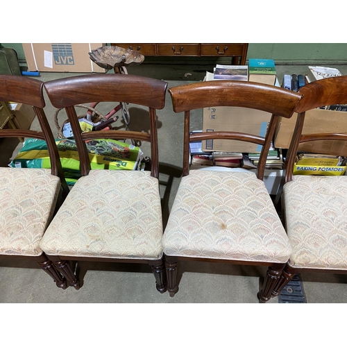 35 - 8 ANTIQUE MAHOGANY DINGING CHAIRS WITH FLUTED LEGS