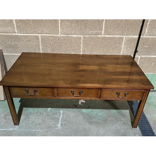 4 - LARGE YEW WOOD COFFEE TABLE