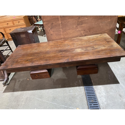 56 - LARGE HARDWOOD COFFEE TABLE APPROX 63