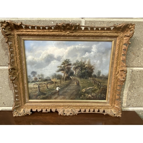 71 - ANTIQUE OIL ON CANVAS WITH ORNATE FRAME 21