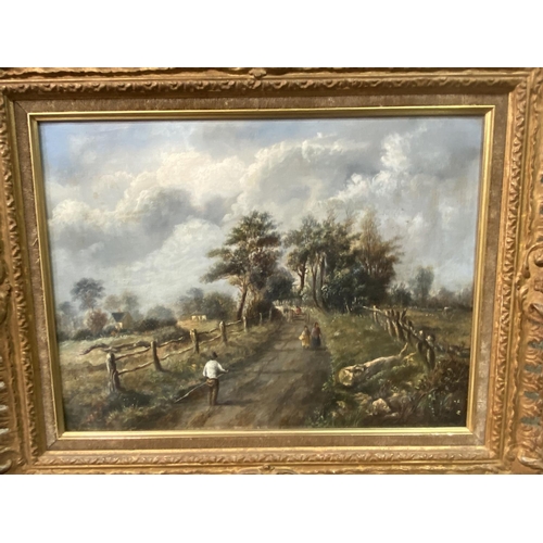 71 - ANTIQUE OIL ON CANVAS WITH ORNATE FRAME 21