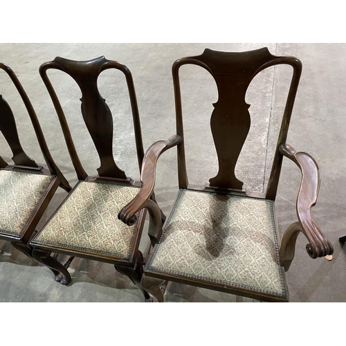 82 - SET OF 8 ANTIQUE QUEEN ANNE STYLE CHAIRS BOTH CARVERS IN NEED OF RESTORATION