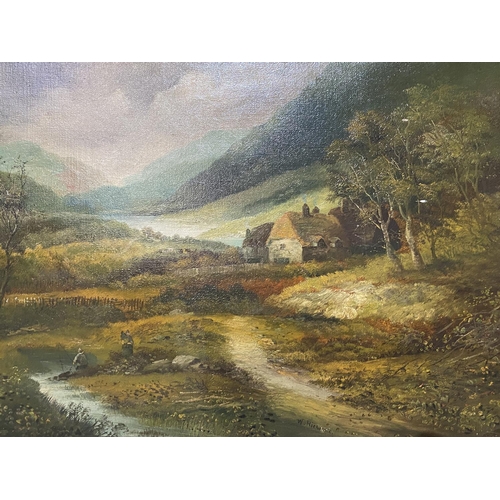 83 - ANTIQUE COUNTRY SCENE OIL ON CANVAS 26