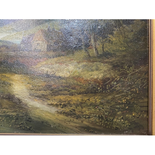 83 - ANTIQUE COUNTRY SCENE OIL ON CANVAS 26