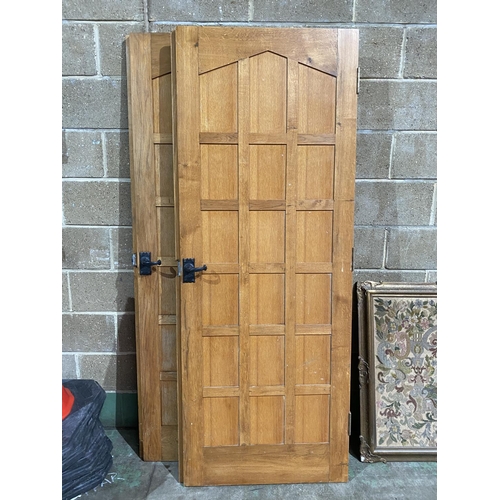 91 - PR OF SOLID OAK DOORS EACH DOOR APPROX 78