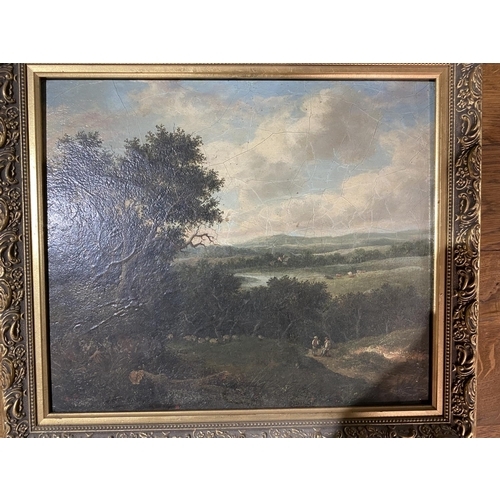 67 - ANTIQUE OIL ON CANVAS COUNTRY SCRENE 16