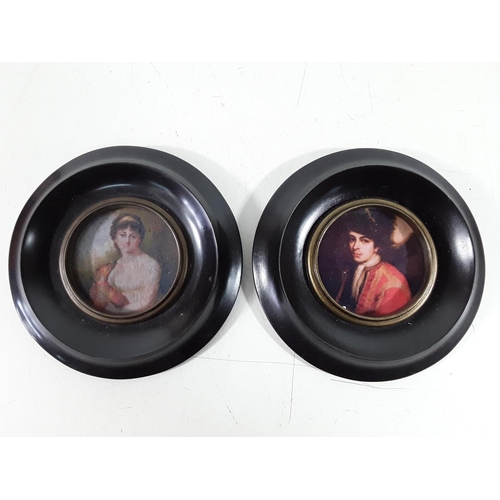 147 - Pair of round framed miniatures