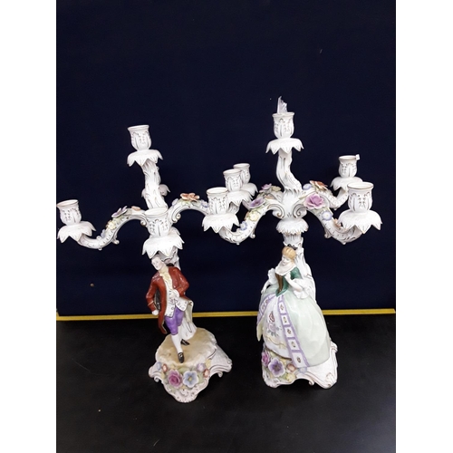 247 - Pair of large porcelain candelabra