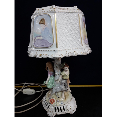 248 - Porcelain figural lamp with shade