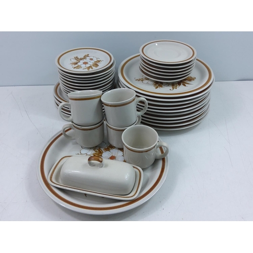 136 - Box of stoneware dinnerware and a a box of china and sundries